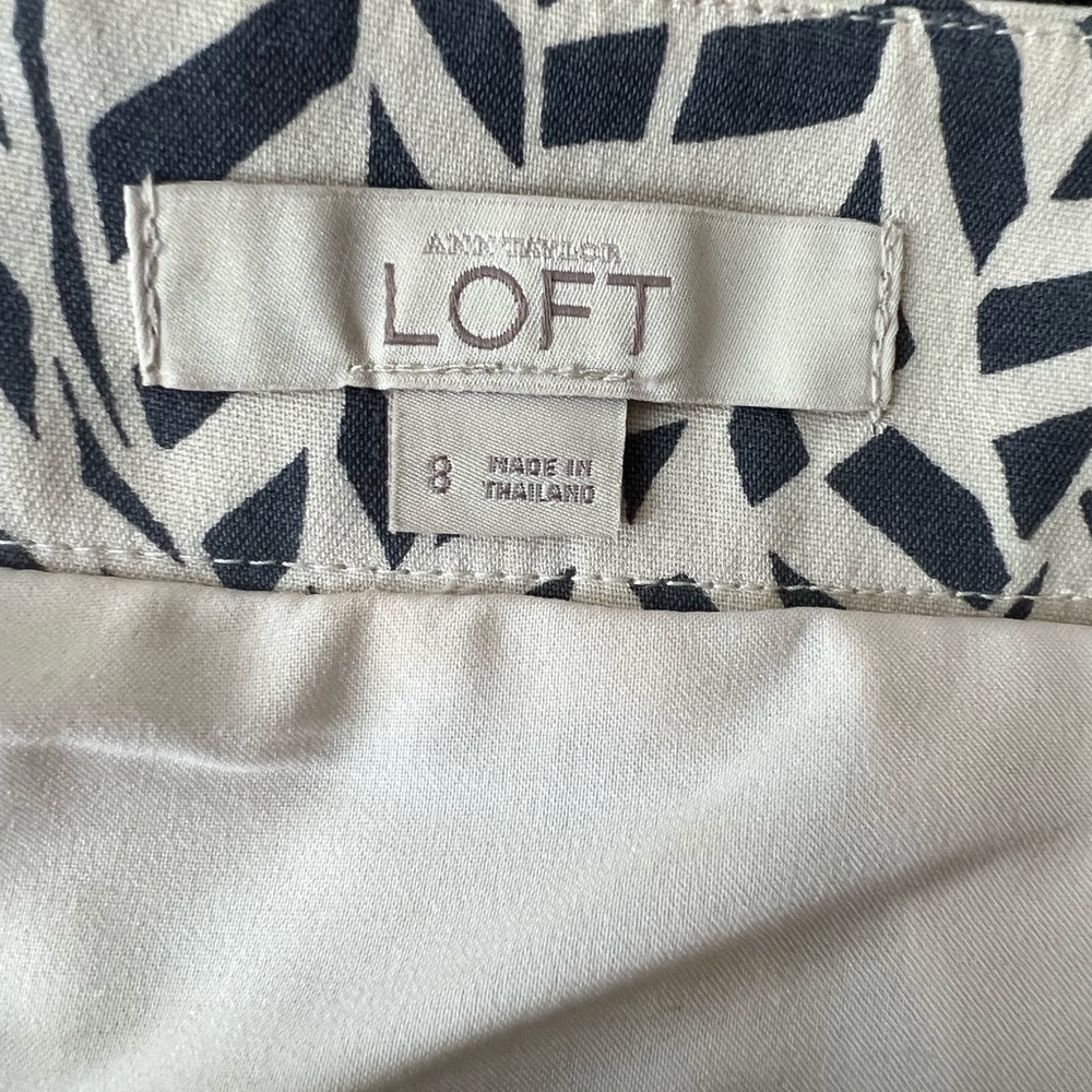 Ann Taylor Loft Womens Ivory Gray Geometric Pencil Skirt Sz 8 Zip EUC - Picture 5 of 6